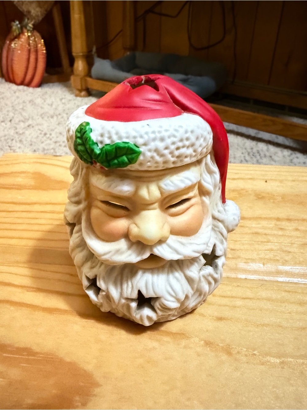 Festive Santa Head Candle Holder - Red and White Holiday Décor